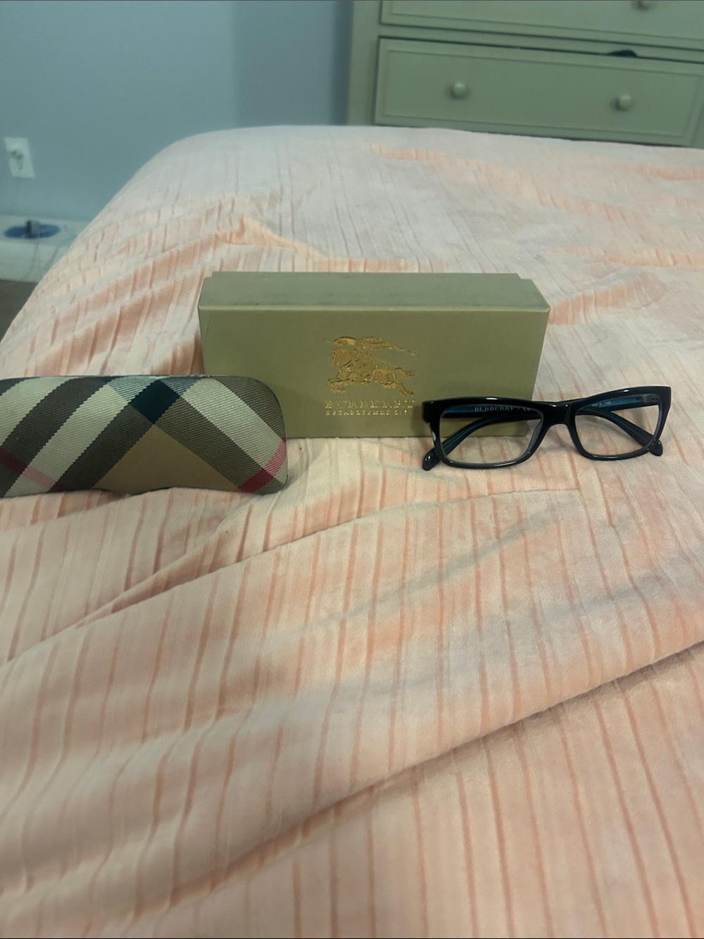 Black Cat-Eye Reading Glasses with Designer Case  Burberry authentic glasses